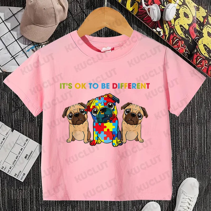 Autism Boys Girls T Shirt Short Sleeves Tops Girls Baby Children Clothing Fsahion Summer Tshirt Dinosaur Tee Toddler Clothes