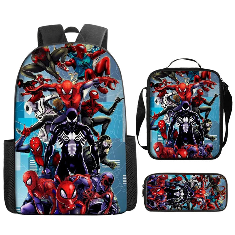 3pcs/set Kids Spiderman School Bags For Boys Girls 16inch Marvel Superhero Backpack Children Primary Book Bag Schoolbag