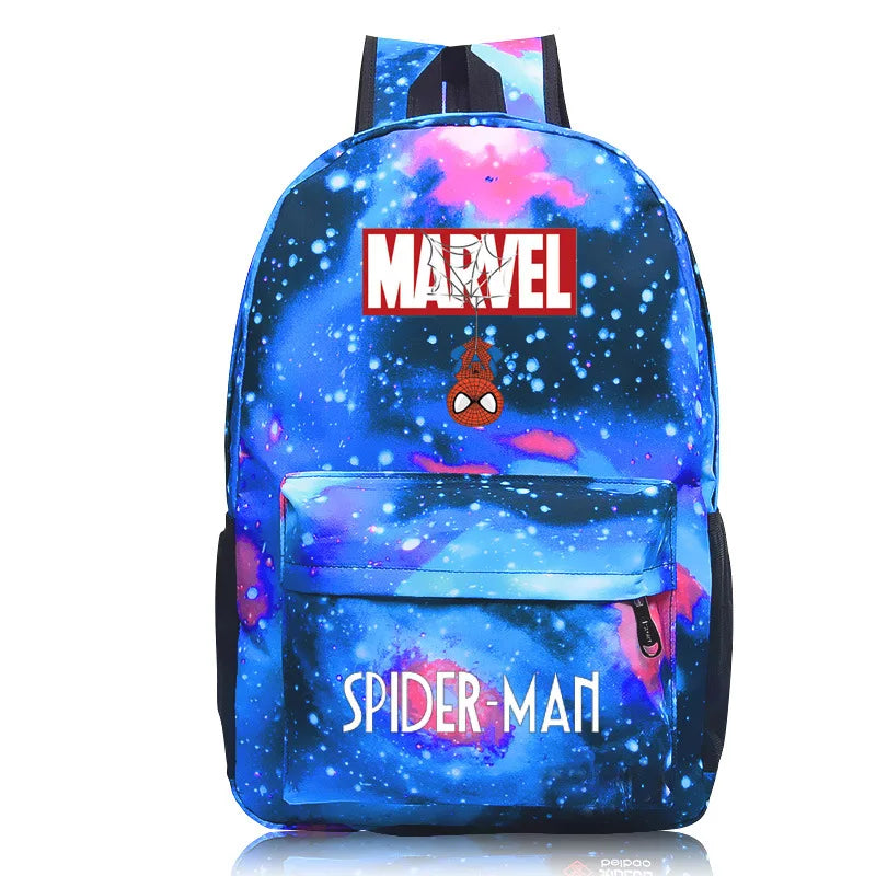 Disney Spider Man Night Light Backpack Backpack Backpack, Captain America Anime Game Peripheral Boy Cool Backpack