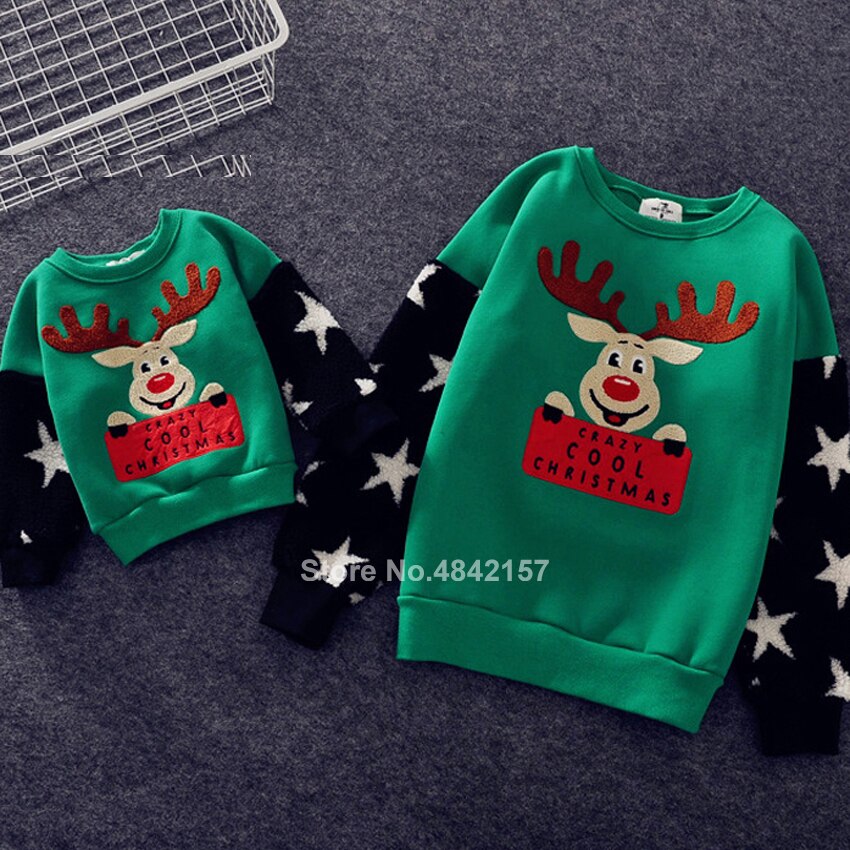 19colors 2021 New Year Family Christmas Sweaters Xmas Hoodies Pajamas Warm Santa Claus Elk Embroidery Adult Kids Sweatshirt Gift