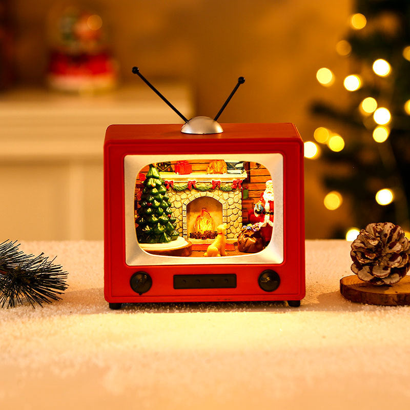 Christmas gifts will spin with music, resin TV, desktop ornaments, Christmas decorations