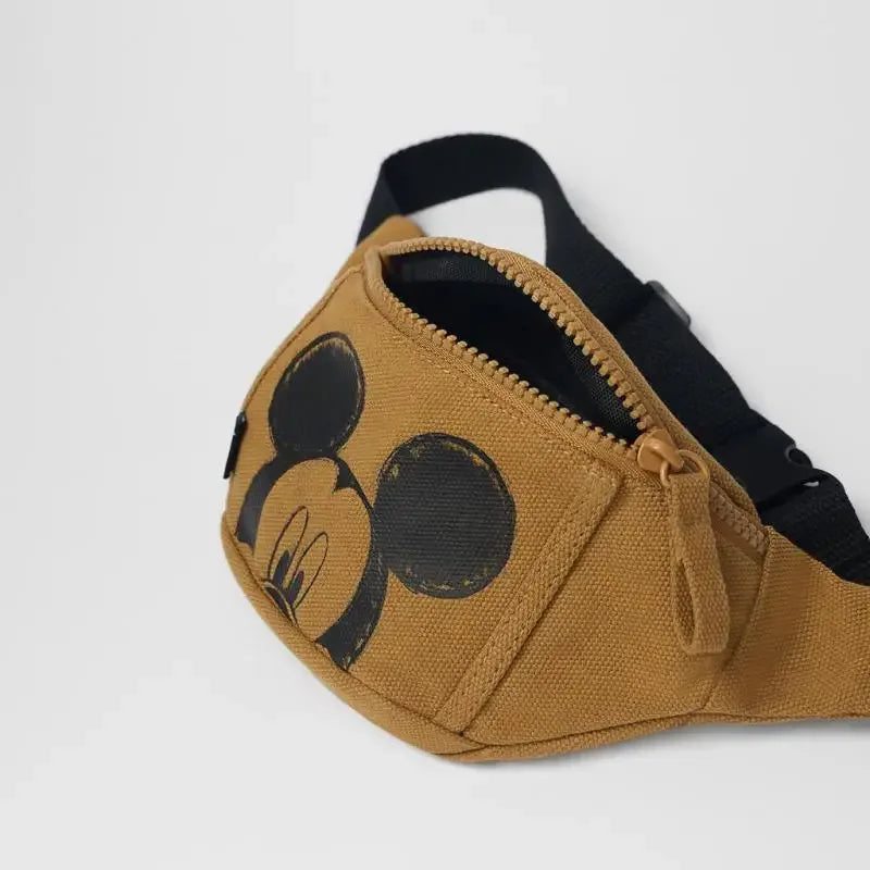 Disney Mickey Children's Waist Packs Fashion Brown Catoon Boys Waist Bag 2021 New Chest Bags Trendy Brand Kids Crossbody Bag