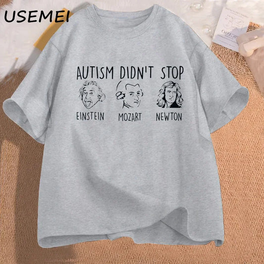 Autism Didn't Stop T-Shirt Women Men Funny Grpahic Tees Autism Teacher T Shirt Casual Cotton Short Sleeve Tshirts Streetwear