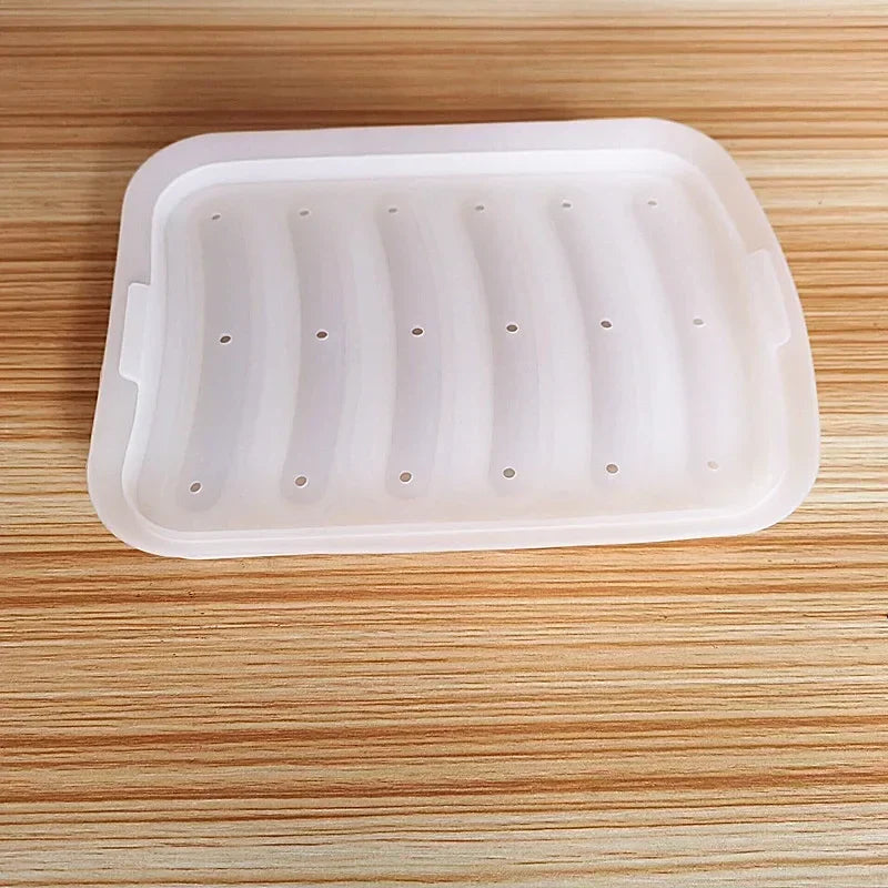 Silicone Food Grade Sausage Mould 6 Cavity Homemade Ham Hot Dog Making Tray Household Cake Baking Molds with Lid Kitchen Tools