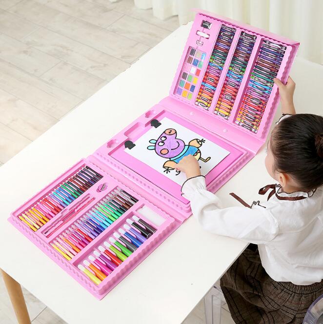 208-Piece with Easel Children's Painted Set Painting Watercolor Pen Brush Art Learning Supplies Stationery Set