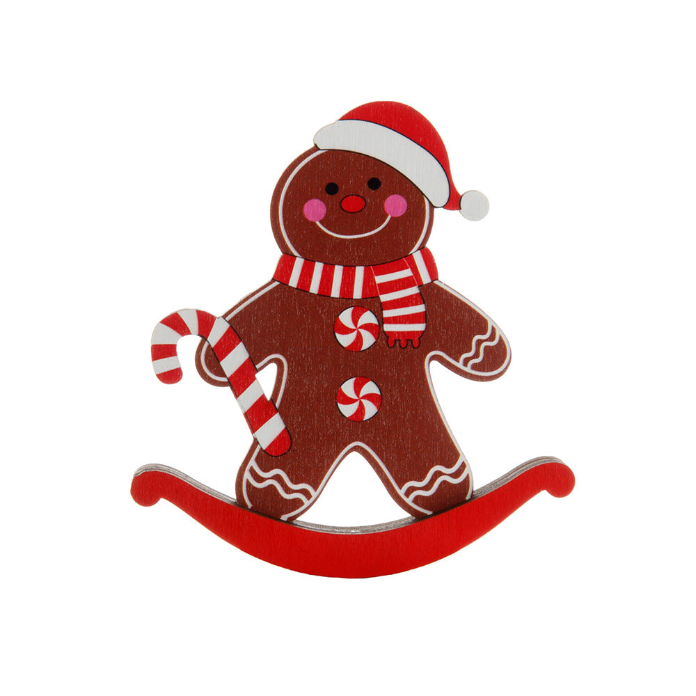 Christmas decorations desktop ornaments Christmas gifts wooden gingerbread figurine