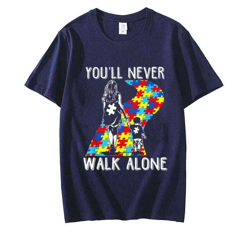 Alone Letter Puzzle Piece T-shirt Kids Women Graphic Tee Kindness Shirt Aesthetic Summer Autism Awareness Tops