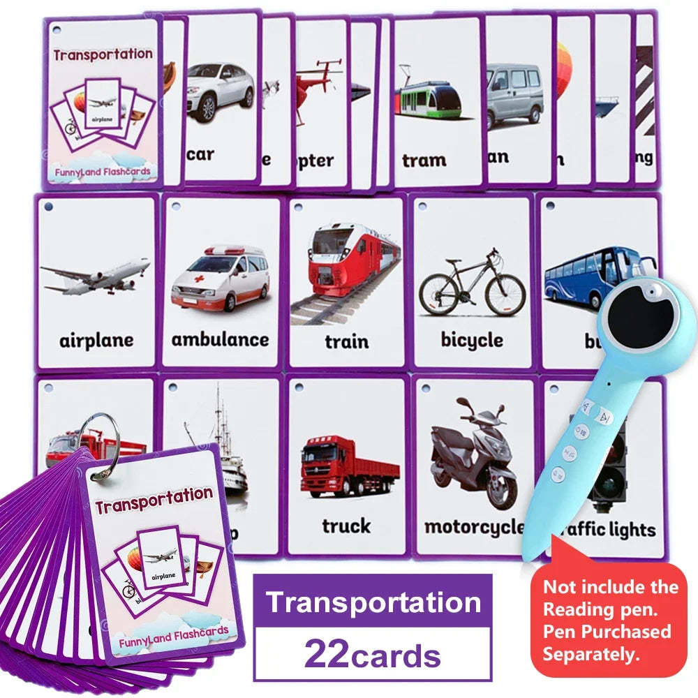 Kids Montessori Learning English Words Card Pocket Flash Cards Early Educational Toys For Children Classroom Supplies Gift