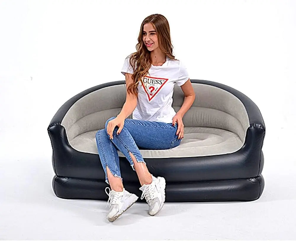 Inflatable Double Sofa Two-Seater Lounge Chair with Electric Air Pump for Indoor Living Room and Outdoor Backyard Camping Pic