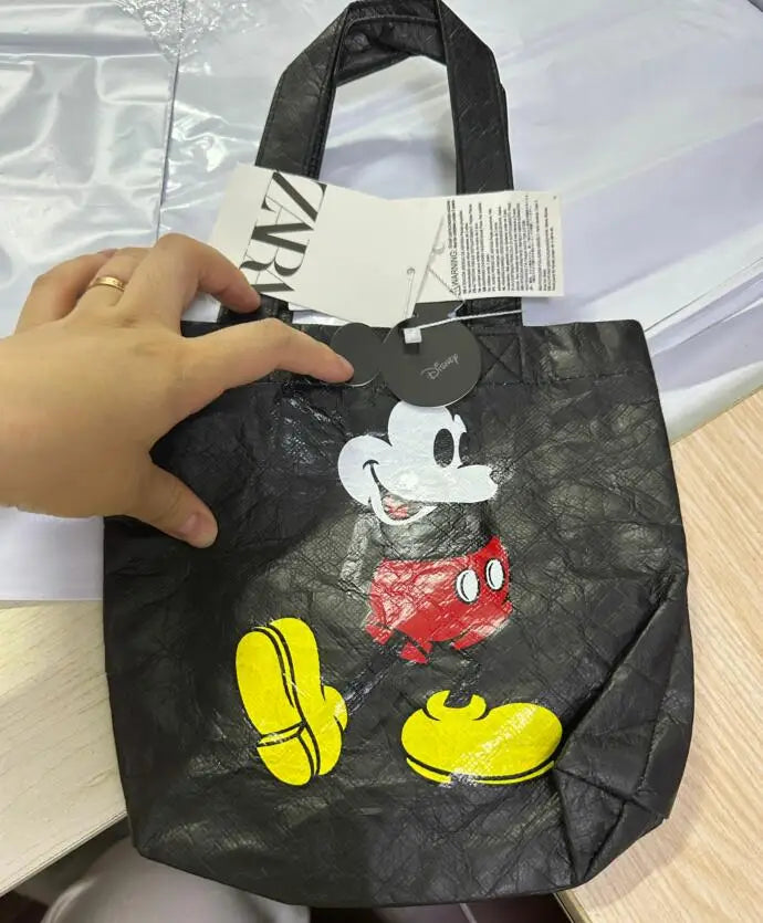 Disney autumn new wild soft PU bucket bag ladies handbag large-capacity printed Mickey mouse shoulder bag