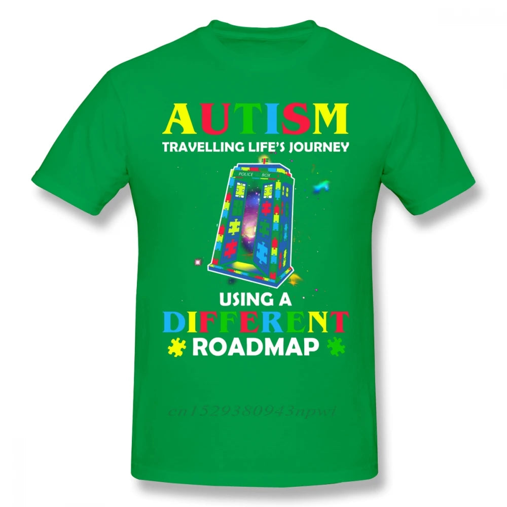 Autism T Shirt Autism Shirt Traveling Life S Journey Using A Different Roadmap T-Shirt Short Sleeve Fashion Tee Shirt Tshirt