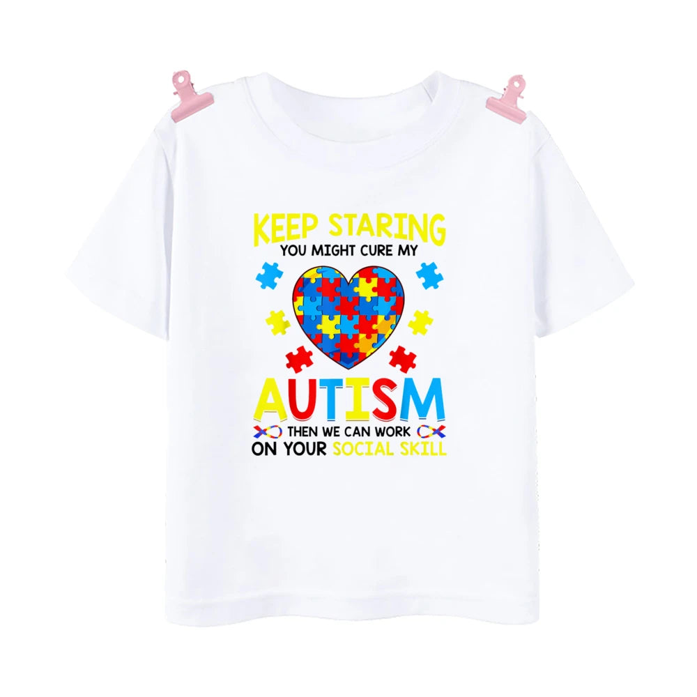 Love Need No Words Print T-shirt Tops Autism Awareness Shirt Autism Kids TShirt Puzzle Piece Autism T Shirt Gifts for Children