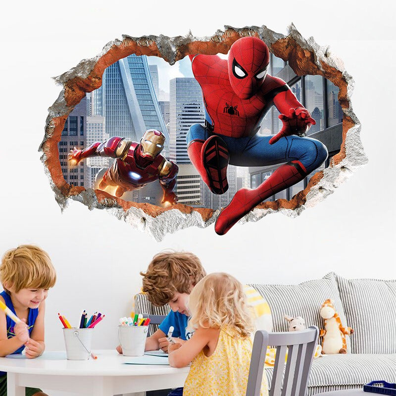 3D Transcendent Wall Spider Man Wall Stickers Living Room Decoration Background Wall Stickers Removable