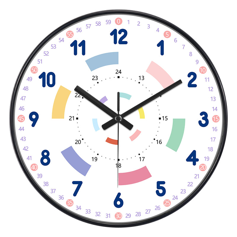 8 Inch Early Childhood Education Learning Silent Wall Clock Living Room Home Bedroom Clock Children's Room New Non Perforated Clock