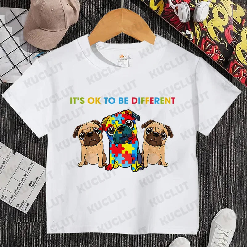 Autism Boys Girls T Shirt Short Sleeves Tops Girls Baby Children Clothing Fsahion Summer Tshirt Dinosaur Tee Toddler Clothes