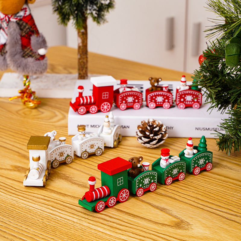 Christmas decorations, wooden trains, kindergartens, Christmas holiday gifts, window displays, Christmas toys