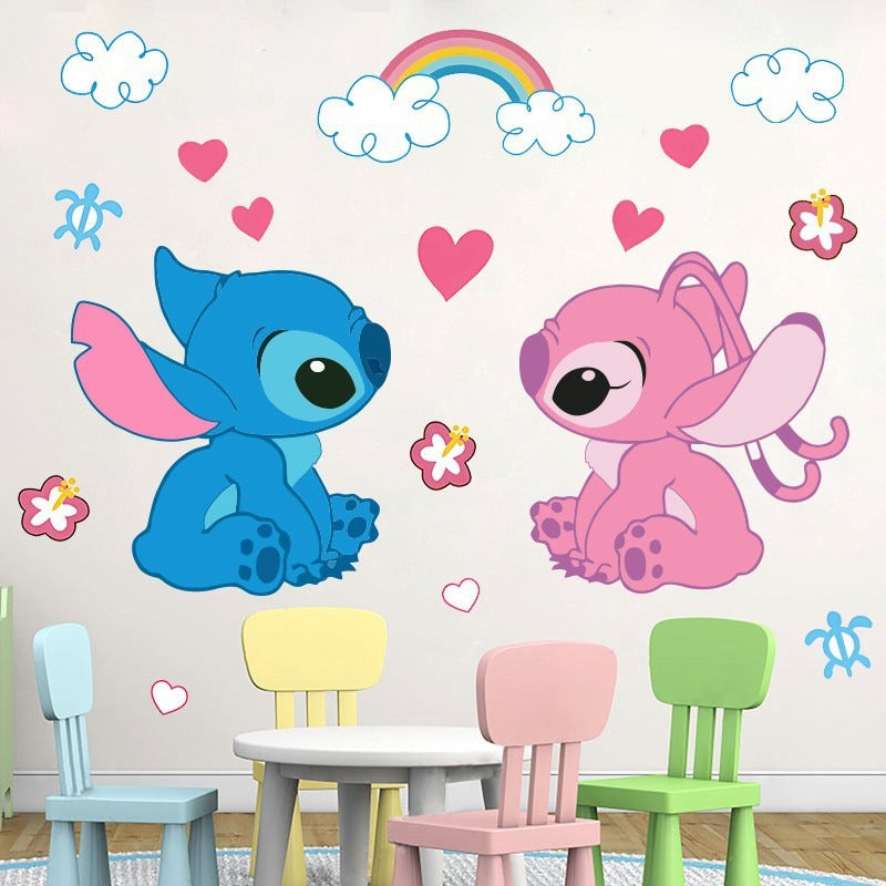 Stitch Children's Room Decoration Wall Stickers Self Adhesive Cartoon Stitch Broken Wall Baby Room Stickers