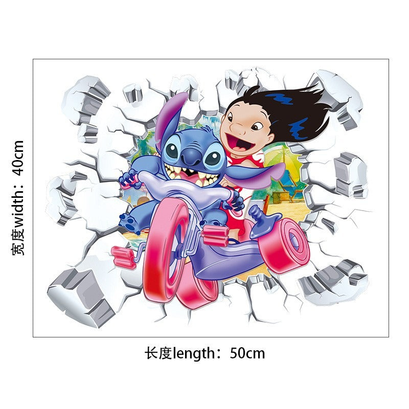 Stitch Children's Room Decoration Wall Stickers Self Adhesive Cartoon Stitch Broken Wall Baby Room Stickers