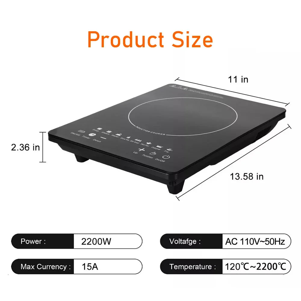 US110V/2200W household outdoor intelligent energy-saving induction cooker, can fry steak, hot milk, etc., easy kitchen