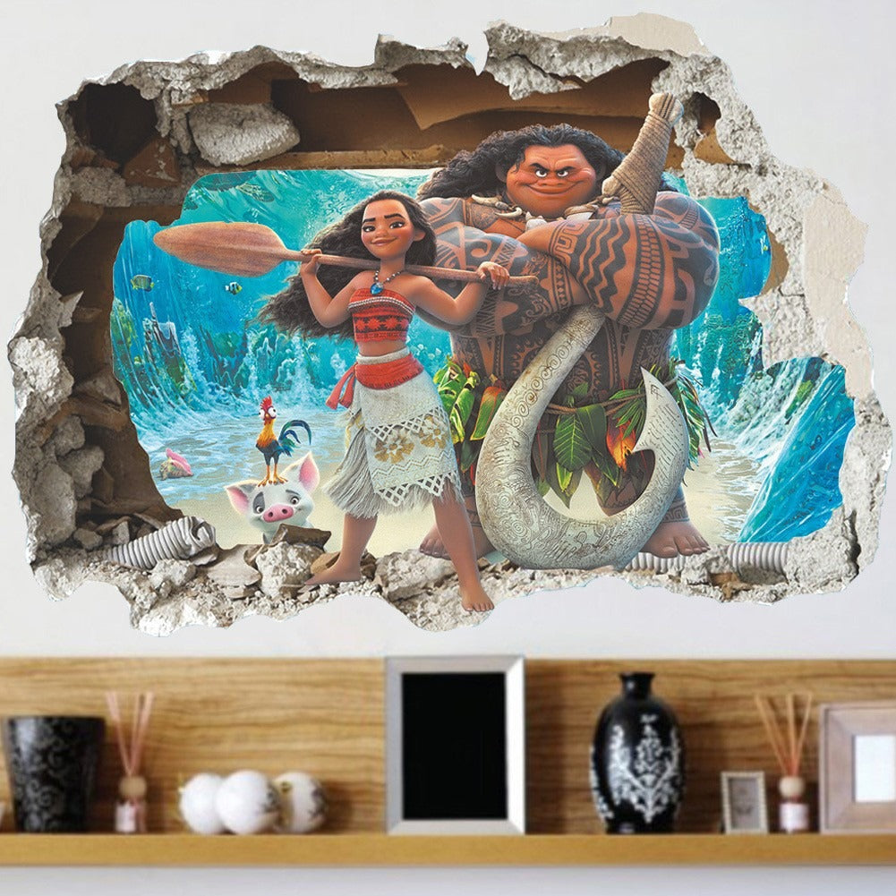 Cartoon Ocean Romance Maoyi 3D Bedroom and Living Room Removable Waterproof Wall Stickers