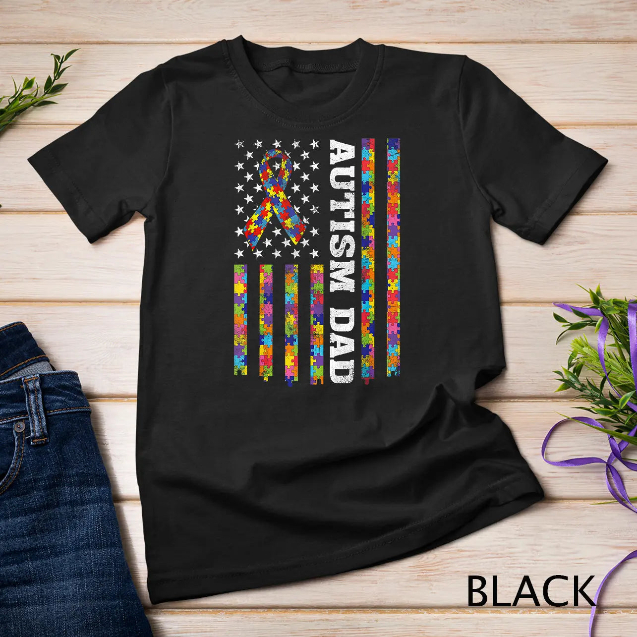 Autism Awareness Proud Dad Vintage Usa Flag Men T Shirt Sweat