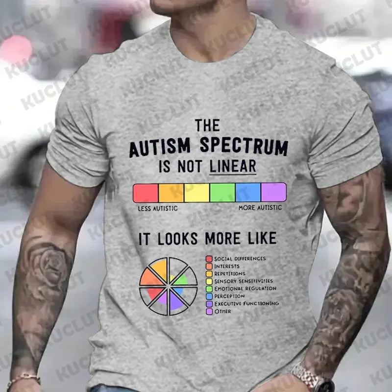 T Shirt for Men Summer  Tops Autism Spectrum Tshirts O-neck Men Clothing Autism Awareness Men Tee Shirts Plus Size Male Clothes