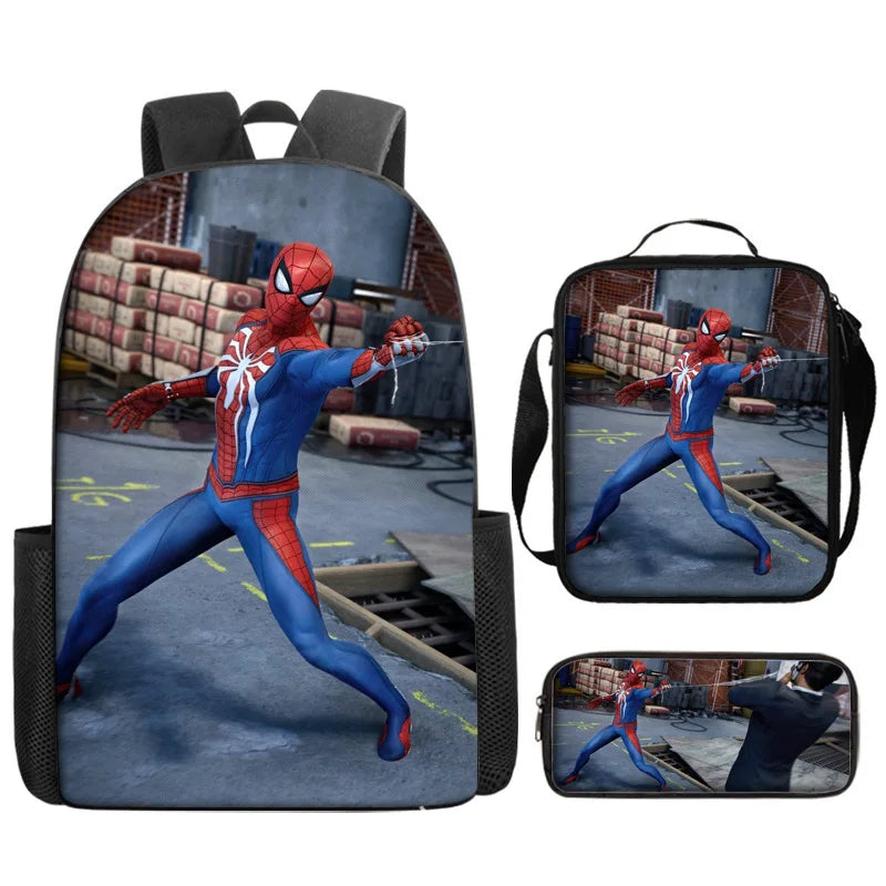 3pcs/set Kids Spiderman School Bags For Boys Girls 16inch Marvel Superhero Backpack Children Primary Book Bag Schoolbag