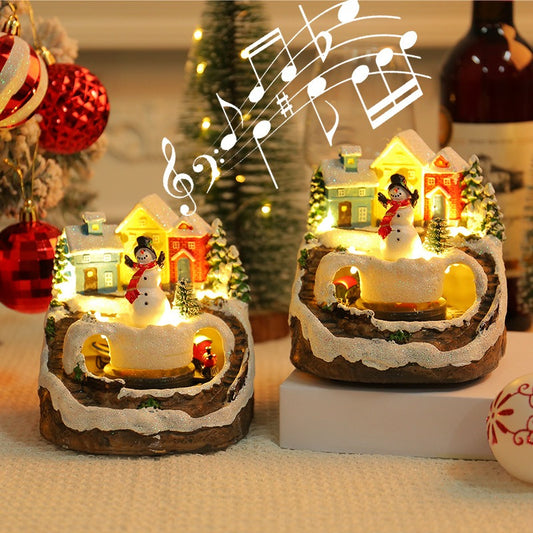 Christmas Gift New Christmas Snowman House Music Box