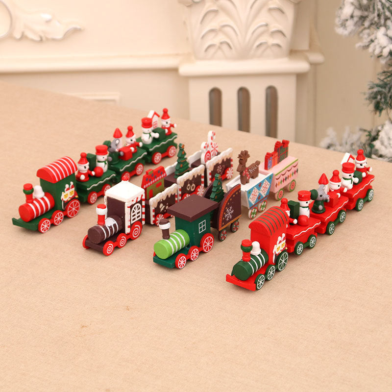 Christmas decorations wooden trains children's kindergartens holiday gifts Christmas ornaments gifts