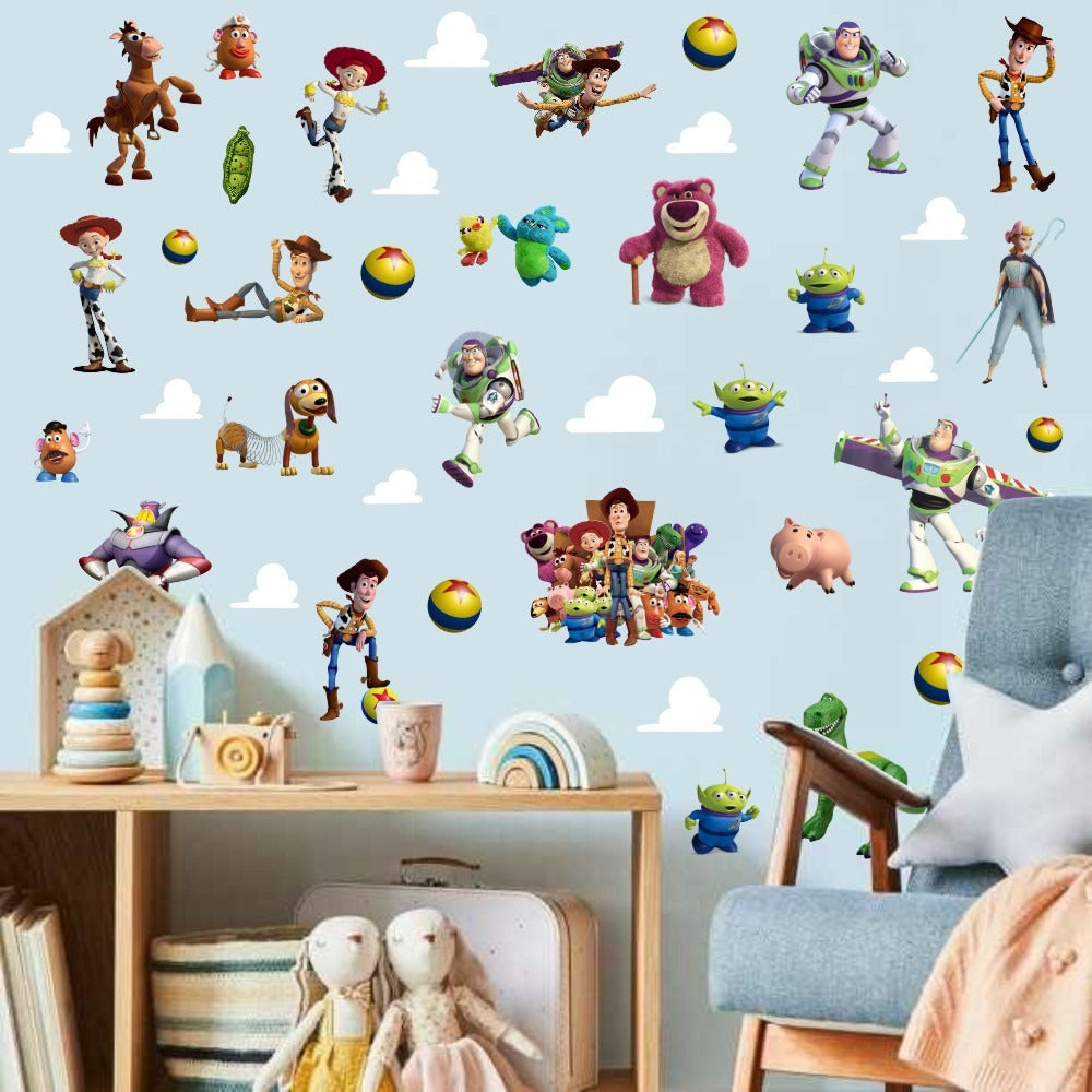 Toy Story Children's Bedroom Wall Sticker Self adhesive PVC 3D Broken Wall Cartoon Anime Movie Graffiti Poster Wallpaper