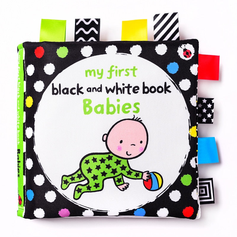 LakaRose Baby Black and White Label Cloth Book Newborn Infant Early Education Books Cloth Quiet Books