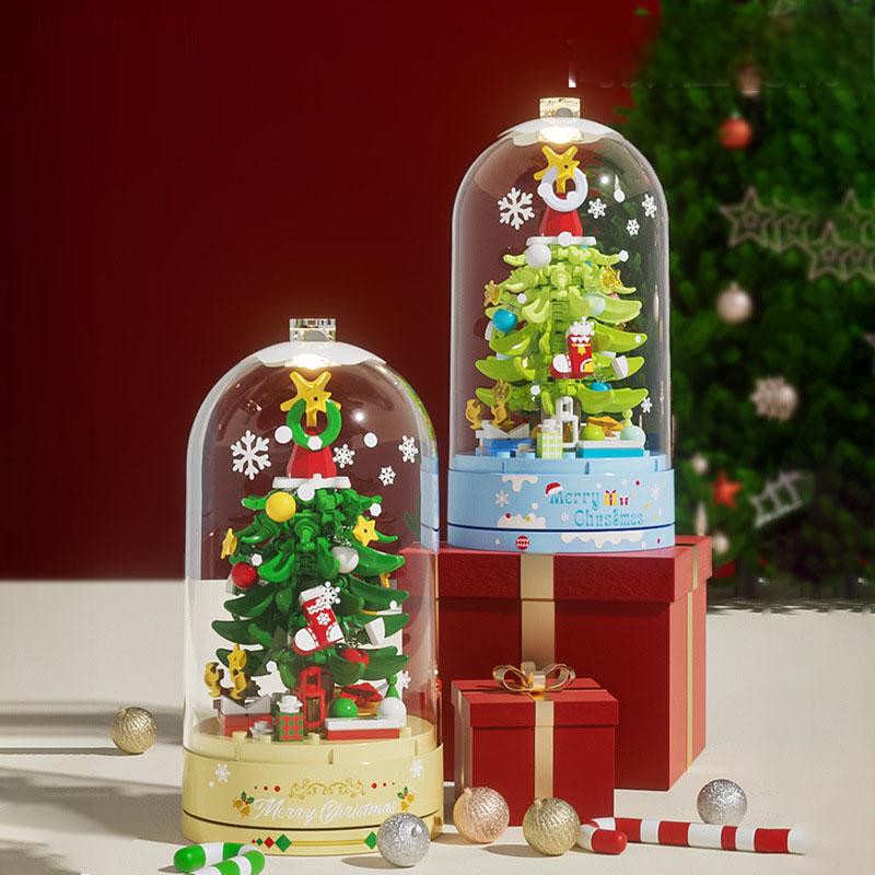 Christmas gift, Christmas tree, music box, assembled building blocks, toys