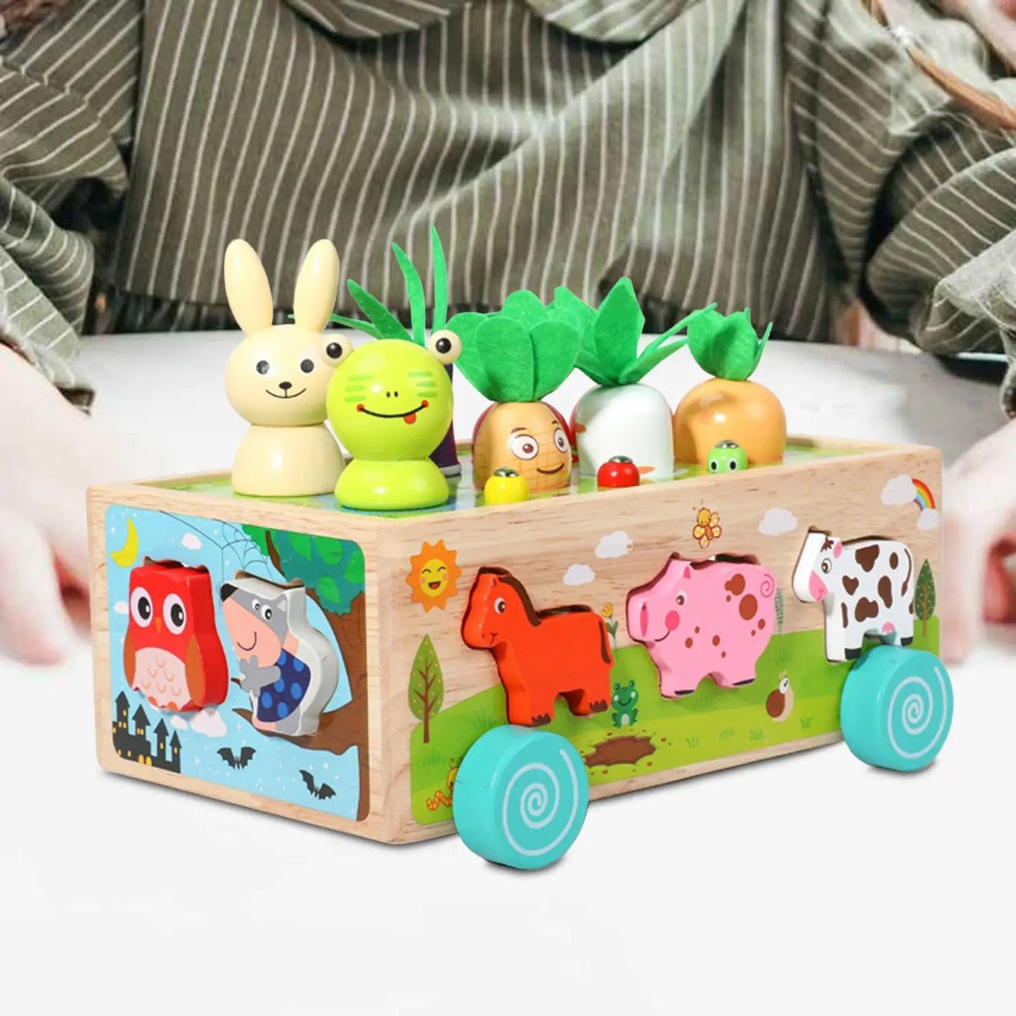 Montessori Toys Developmental Toy Carrot Harvest Game Wooden Toy Preschool Learning for Holiday Gift Ages 3 4 5 Years Old Kids