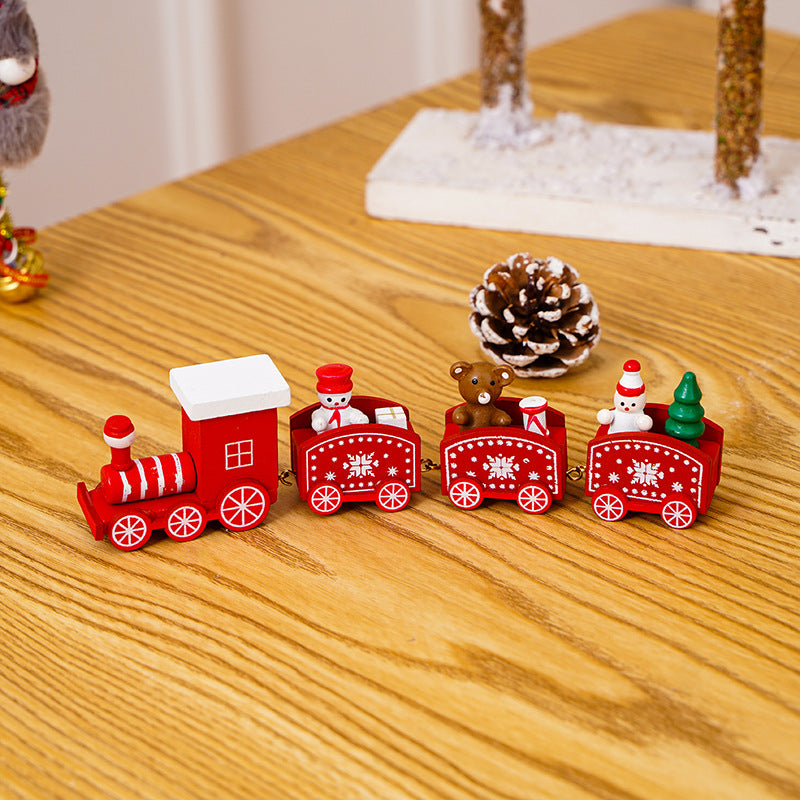 Christmas decorations, wooden trains, kindergartens, Christmas holiday gifts, window displays, Christmas toys