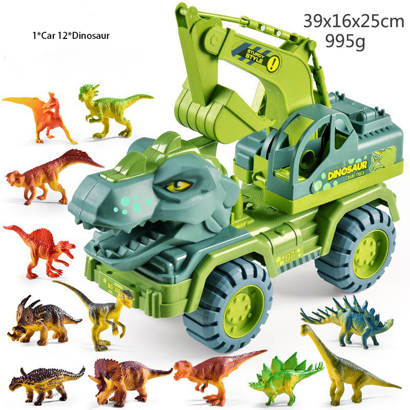 Dinosaur Transporter Children's Toy Set Boy Tyrannosaurus Rex Triceratops Car Solid Dinosaur Fall Resistant