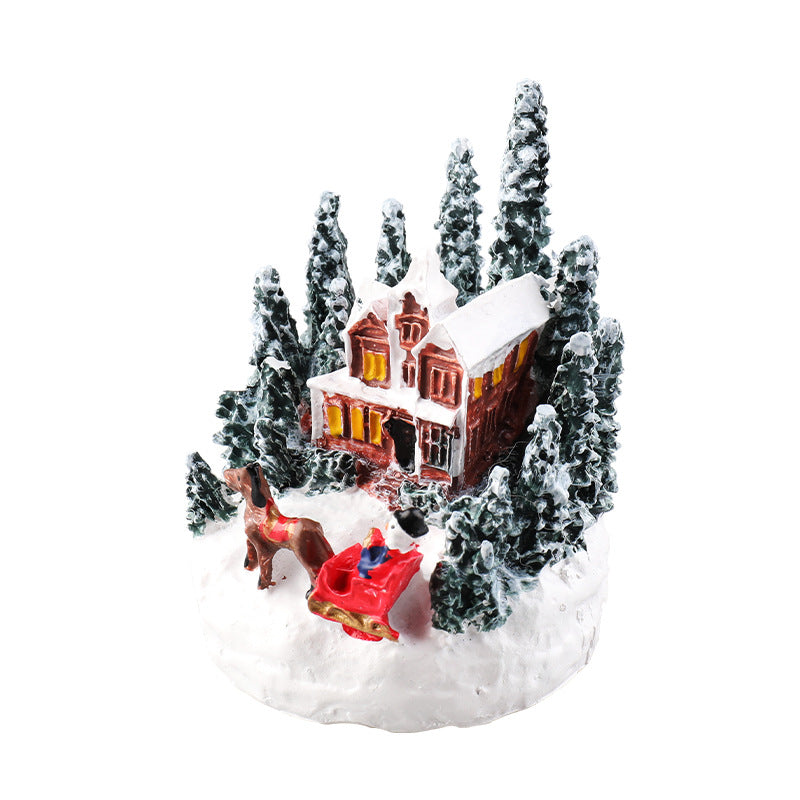 Christmas Decorations Resin Houses Luminous Decorations Christmas Micro Landscape Christmas Small Houses Christmas Gift Creativity