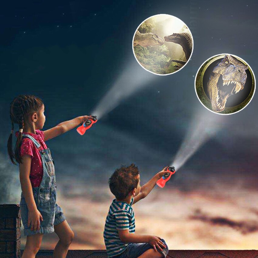 Dinosaur Shark Projector Night Study Learning Toy Flashlight Sleeping History Early Education Model Torch Flashlight Fun Toys