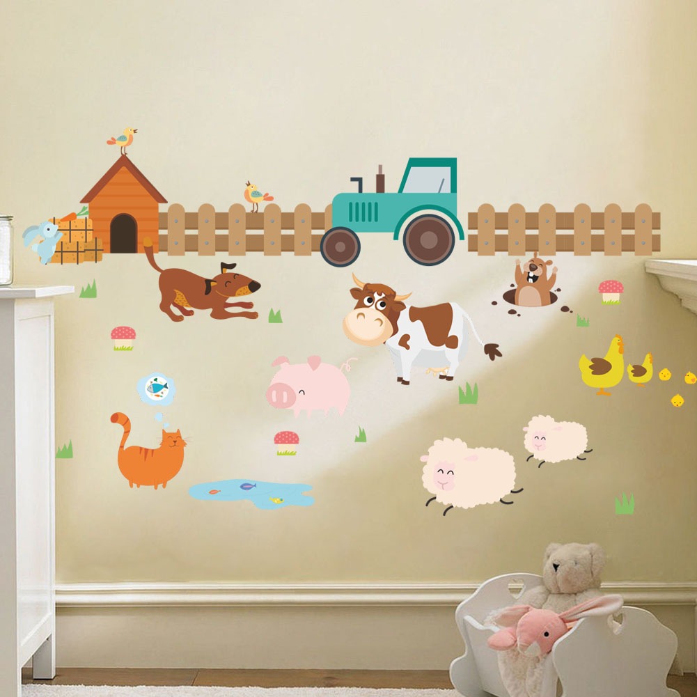 Cow Farm Children's Room Kindergarten Bedroom Living Room Background Wall Decoration Skirting Line Wall Sticker