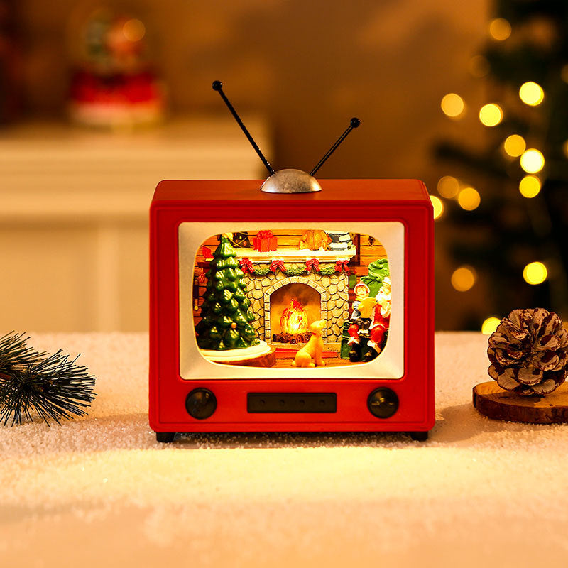 Christmas gifts will spin with music, resin TV, desktop ornaments, Christmas decorations