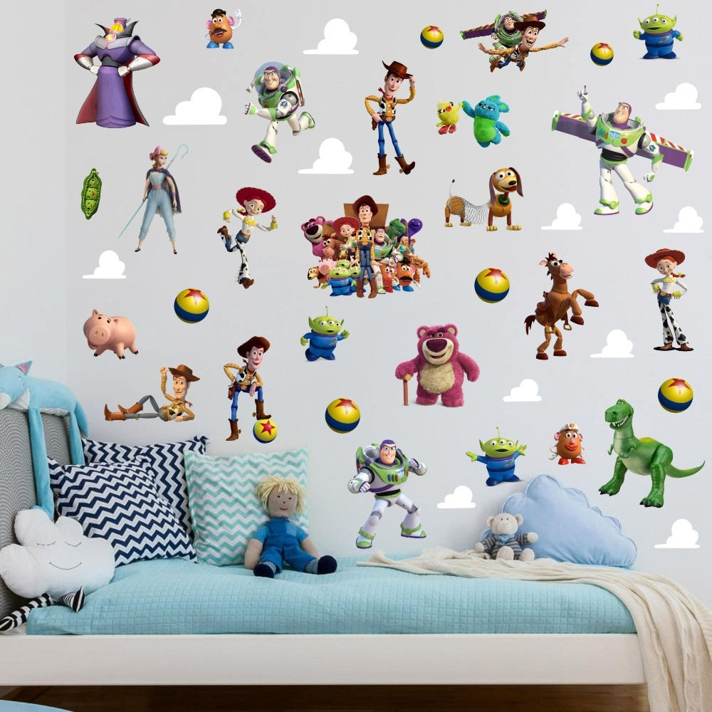 Toy Story Children's Bedroom Wall Sticker Self adhesive PVC 3D Broken Wall Cartoon Anime Movie Graffiti Poster Wallpaper