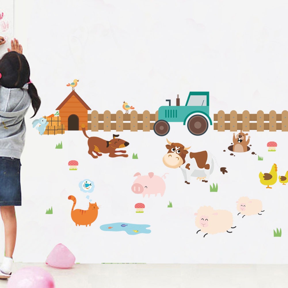 Cow Farm Children's Room Kindergarten Bedroom Living Room Background Wall Decoration Skirting Line Wall Sticker