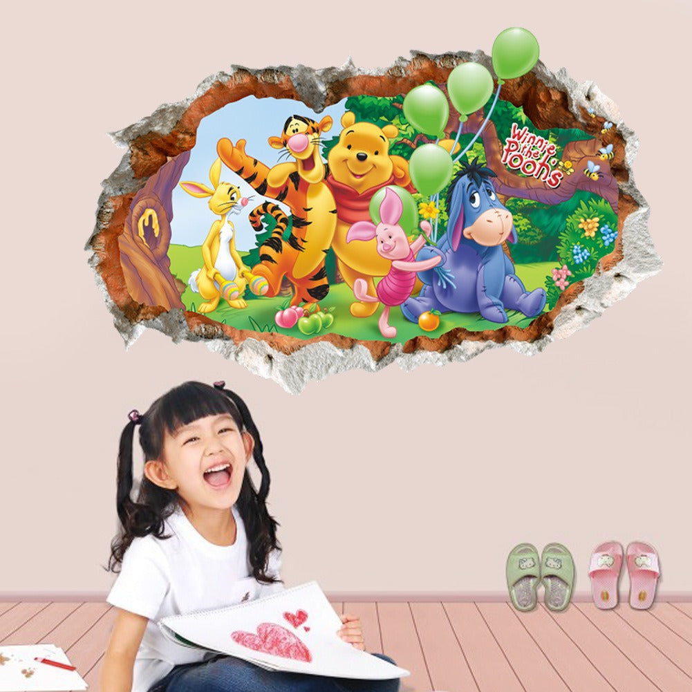 3D broken wall children's room bedroom background wall sticker waterproof and removable