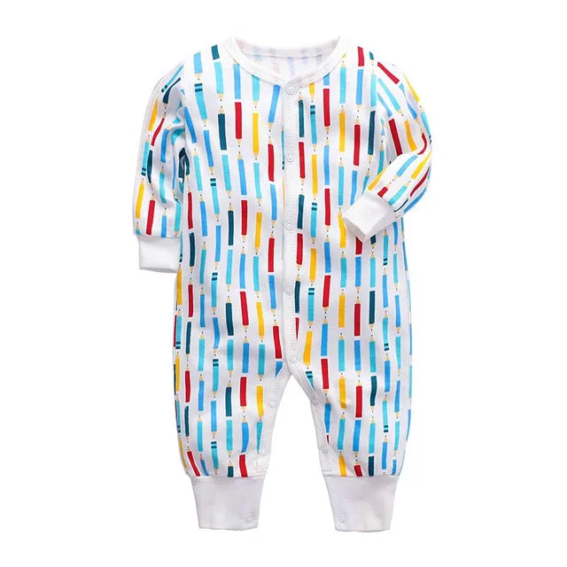 Newborn Footed Pajamas Zipper Girl and Boy Romper Long Sleeve Jumpsuit Cotton Solid White Fashion 0-24 Months Baby Clothes