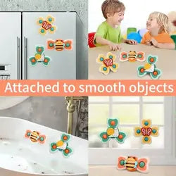 3pcs cartoon baby bath toy bee butterfly snail insect cute rotating fidget spinner toy with suction cup for kids gifts wholesale