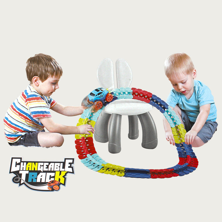 Children's Educational Toys Variety Train Assembled Car Track Electric Light Railcar For Boys