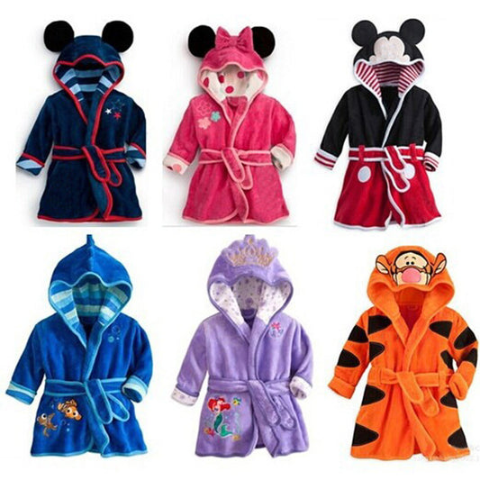 Boys and Girls Bathrobes Children's Cartoon Bathrobes Multicolor Home Pajamas