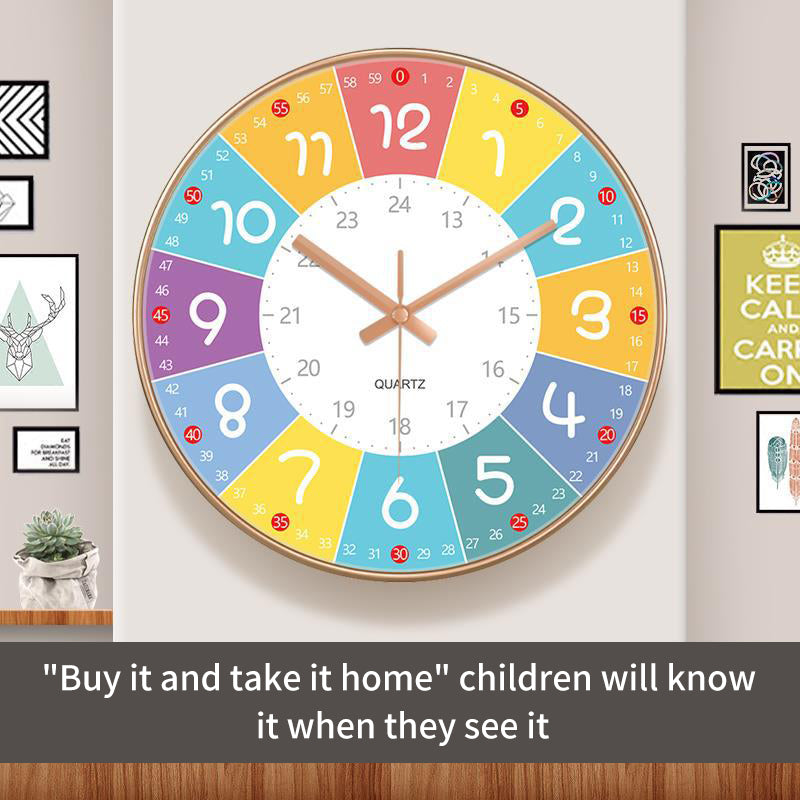 8 Inch Early Childhood Education Learning Silent Wall Clock Living Room Home Bedroom Clock Children's Room New Non Perforated Clock