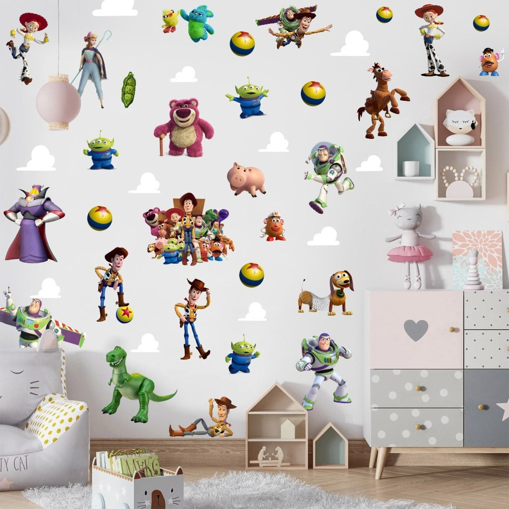 Toy Story Children's Bedroom Wall Sticker Self adhesive PVC 3D Broken Wall Cartoon Anime Movie Graffiti Poster Wallpaper