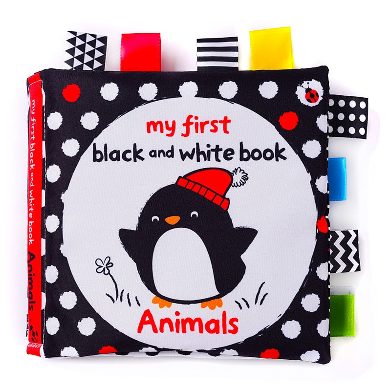 LakaRose Baby Black and White Label Cloth Book Newborn Infant Early Education Books Cloth Quiet Books