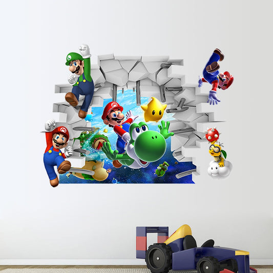 Mario Wall Sticker Children's 3D  Wall Sticker Super Mary Decorative Painting